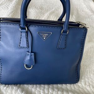 Authentic Prada blue leather top handle/crossbody bag. Like new.